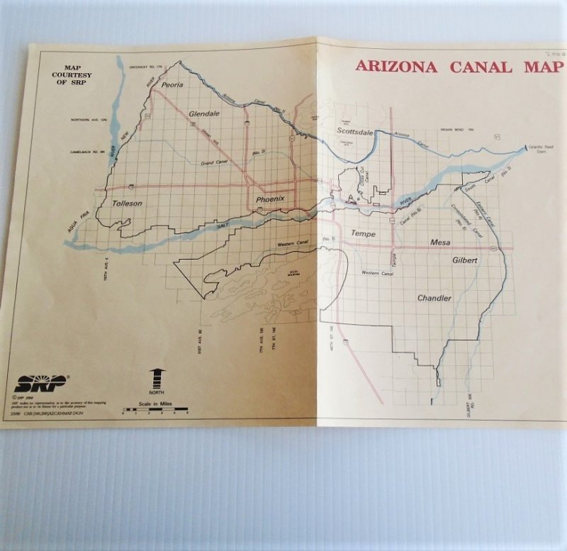 Map 2 Phoenix Arizona Salt River Project vintage maps. 4 maps dated 1929, 1952, 1960s, and 2000. All excellent condition and ready to frame