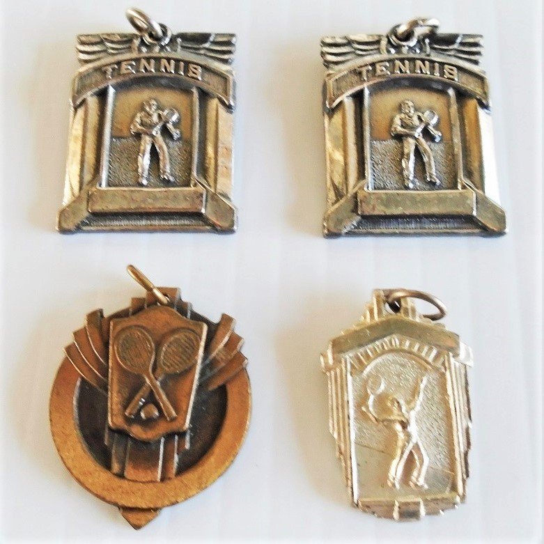 Tennis Championship award charms. Each one dated either 1956, 1958, or 1959. Excellent condition. Estate sale items