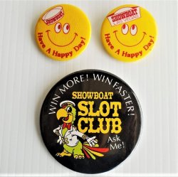 Showboat Hotel Casino Las Vegas NV, 3 Pinback Buttons