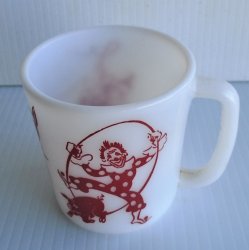 Hazel Atlas Vintage 1950s Child’s Milk Glass Circus Mug Cup