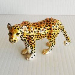 Objet d’Art Amur Leopard Jeweled Trinket Box #177