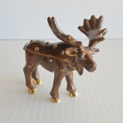 Objet d’Art North American Moose Jeweled Trinket Box #438