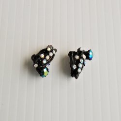 Hollycraft Aurora Borealis Clip On Earrings, dated 1957