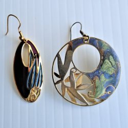 '.2 pr enamel cloisonne earrings.'