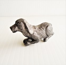 Pewter Spaniel Dog Statue Figurine, 1.5 inch, great detail