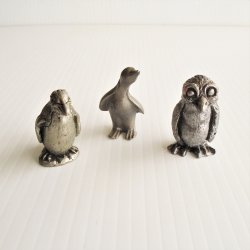 Pewter Penguins, Qty of 3, 1.25 to 1.75 inch