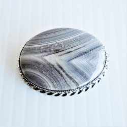 Gray Agate Brooch, 1.25 x 1.75 inch