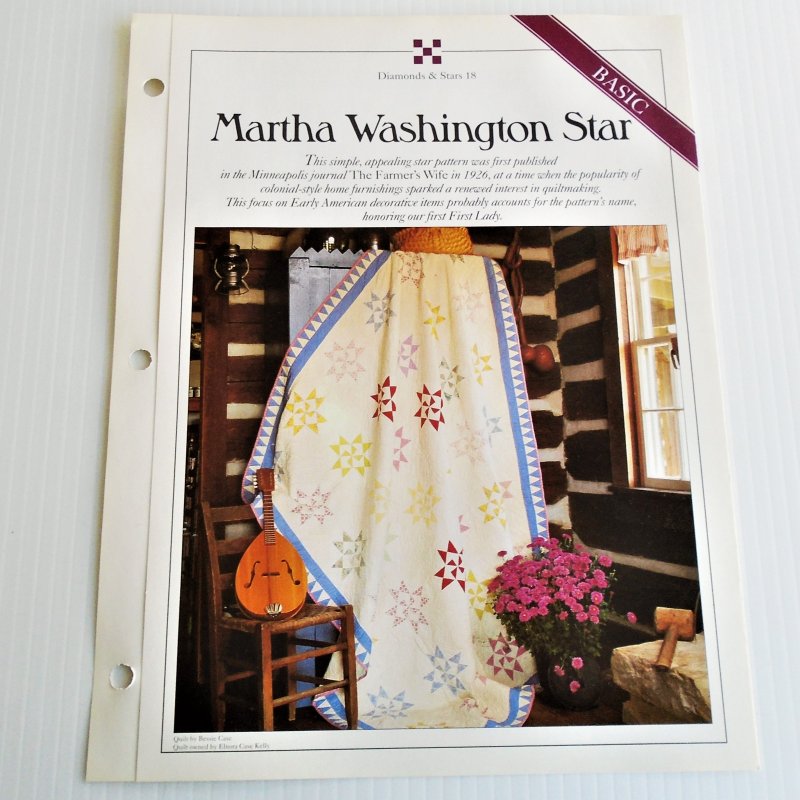 Martha Washington Star quilt pattern. Actual size templates included. From Best Loved Quilt Patterns Series.