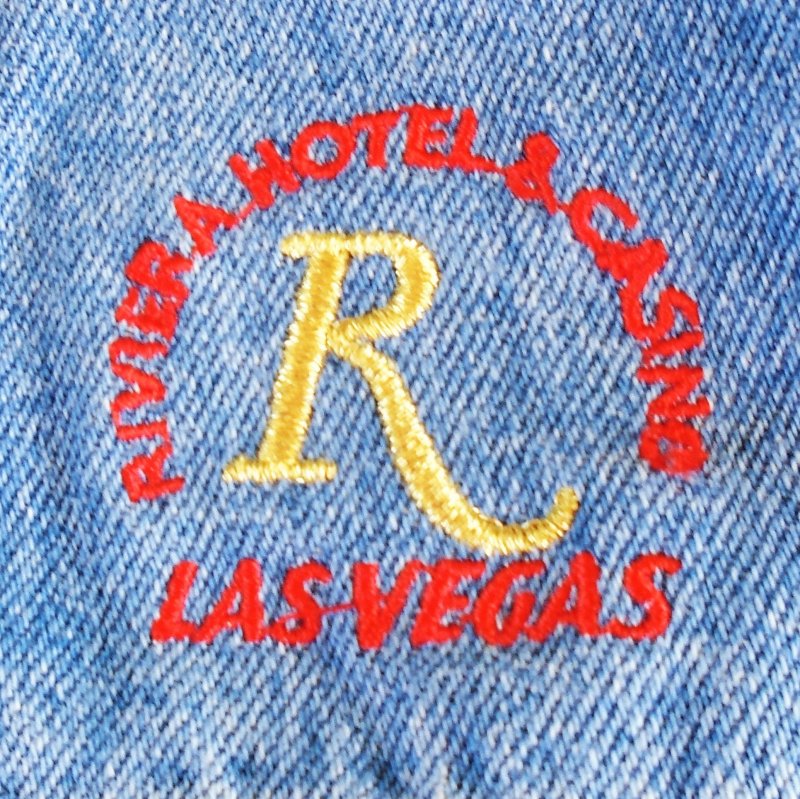 Riviera Hotel Casino Denim jacket front left breast area, size XXL 2X. Unknown age, estate purchase.