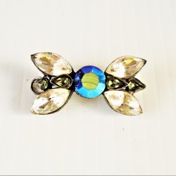 Bow Tie Design, Rhinestone and Aurora Borealis Pendant