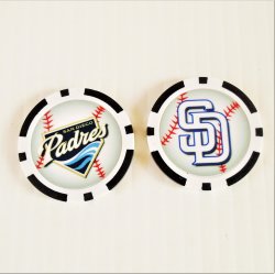 San Diego Padres Golf Ball Marker Chips, pk of 5, New