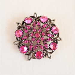 Floral Pin Brooch, Cherry Color, 1.75 inch