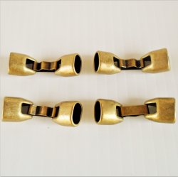 Regaliz Leather Jewelry Clasps, 10x7mm, Antique Brass, pk/4