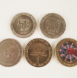 Five $1 Metal Tokens From 5 Las Vegas Casinos