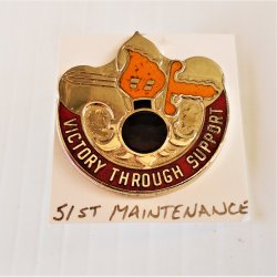 51st Maintenance DUI Insignia Pin, Victory Through Support