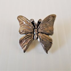 Butterfly Pin, Silvertone, Marked N F&P, 1 inch
