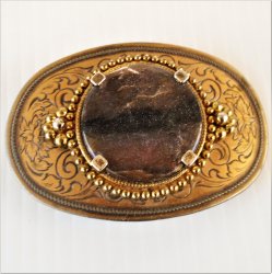 Brown Agate Belt Buckle on Bronze Metal