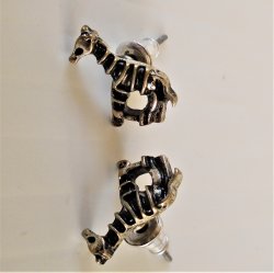 Zebra Pierced Stud Earrings, 1/2 inch, Silvertone