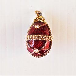 Egg Pendant w Rhinestones, Enameled, Faberge Type