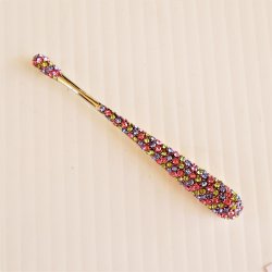 Scoop Pendant, Pink and Blue Rhinestones Front, Scoop Back