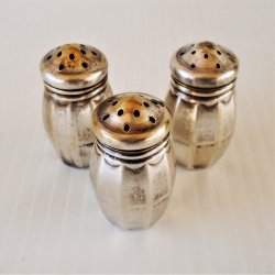 Wm A. Rogers Mini Salt Pepper Shakers, Set of 3, 1950s 