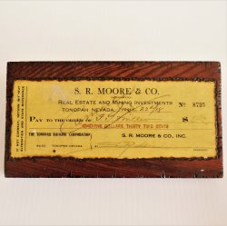 S. R. Moore & Co. 1918 Mining Check, Tonopah Nevada
