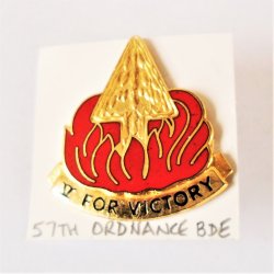57th Army Ordnance V For Victory DUI Insignia Pin