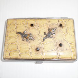 Cigarette Case w Movable Alligators on Top, 1950s 1960s