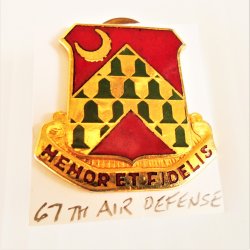 67th US Army Air Defense Artillery DUI Insignia Pin