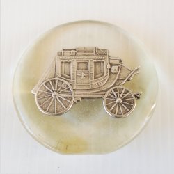 Wells Fargo Bank Glass Paperweight with Stagecoach