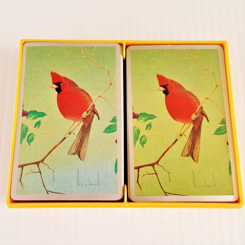 Vintage Congress Playing Cards. 2 Sets. Cardinal bird design.