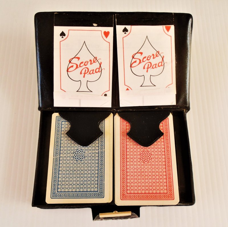 Vintage Playing Cards. 2 Sets in case. Marked Made in British Hong Kong.