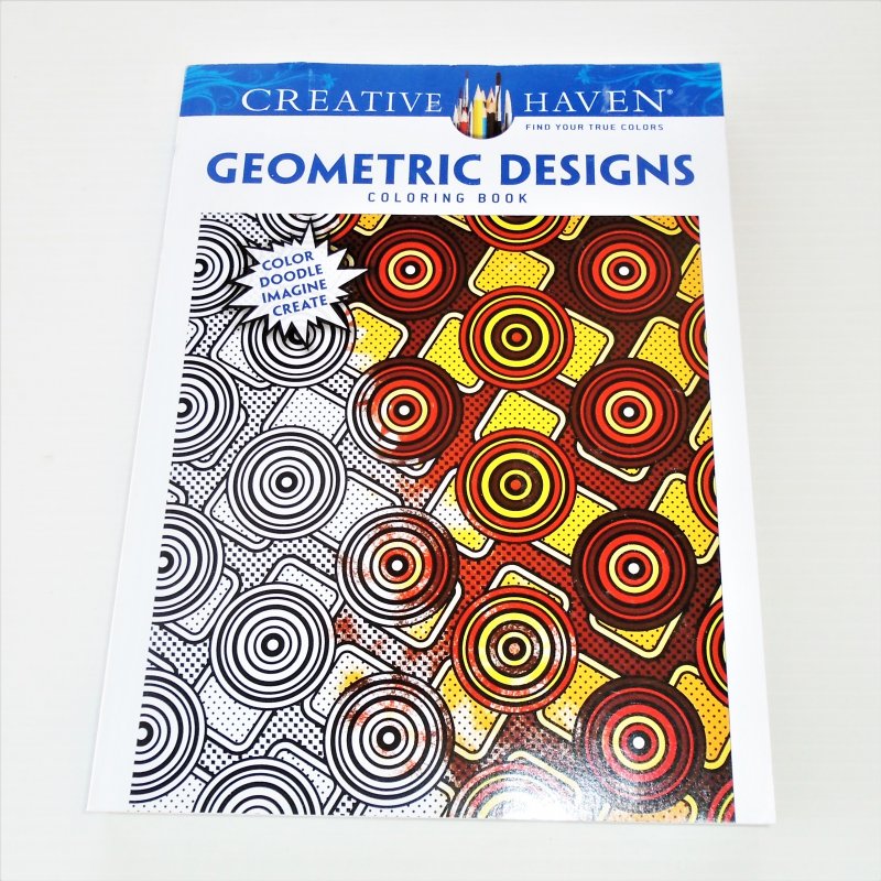Geometric Designs, An Adult Doodle Coloring Book, New. Over 120 geometrical designs.