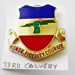 73rd Army Cavalry DUI Insignia Pin, Honor Fidelity Courage