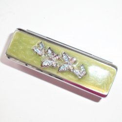 Lipstick Case w Butterflies in Rhinestones, Enamel, Metal