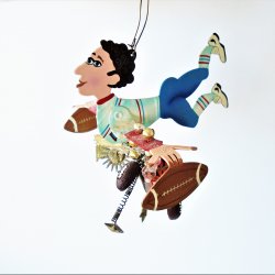 Silvestri Rossi Football Player Whimsical Christmas Ornament