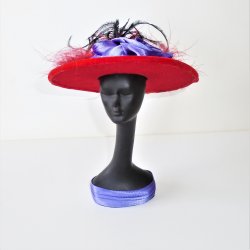 African American Black Lady w/ Flower on Red Hat, Bust
