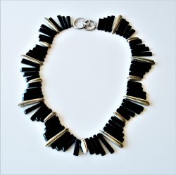 Sterling Silver, Onyx Spikes Dual Purpose Necklace Bracelet