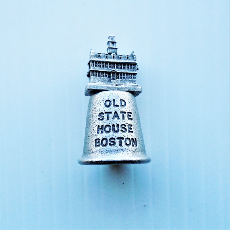 Collectible pewter thimble of the Old State House of Boston Mass.