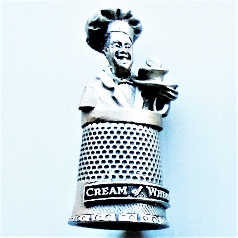 Cream of Wheat cereal collectible pewter thimble.