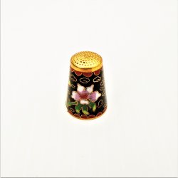 Cloisonne Enamel Goldtone Floral Design Thimble, Beijing