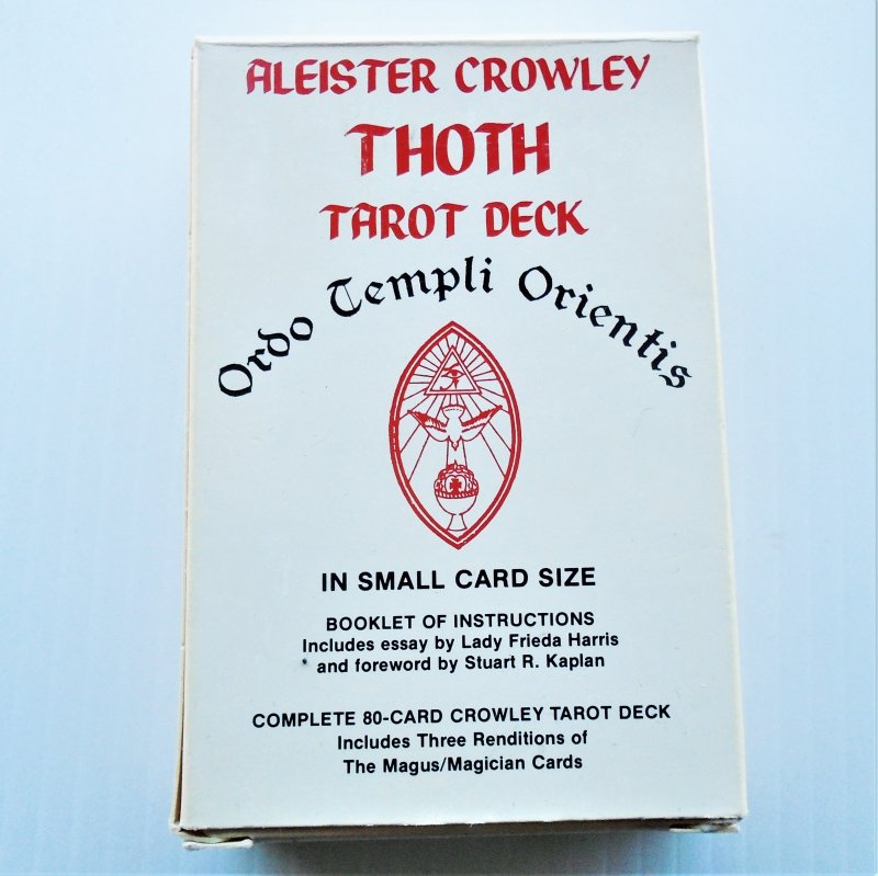 Aleister Crowley complete 1986 Thoth tarot deck. 80 card set in wonderful condition. Original box plus felt pouch.