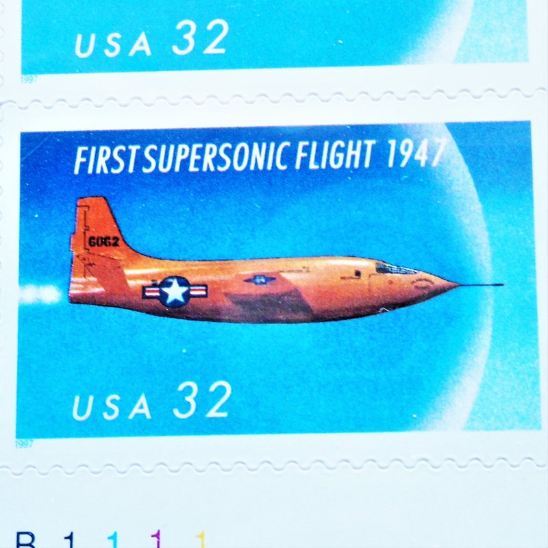 Supersonic Flight USPS 4433P Stamp Sheet, 20 x .32. celebrating the 50th anniversary of the first supersonic flight. Sealed, mint condition.