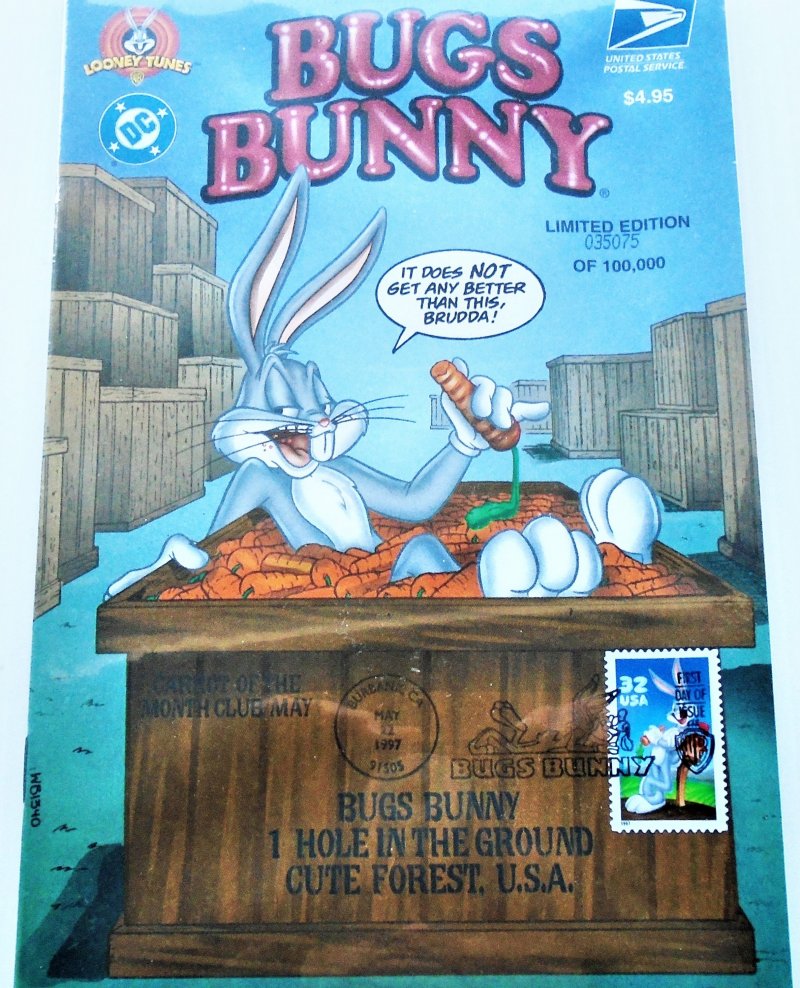USPS limited edition set that includes a Looney Tunes DC comic book and a First Day Bugs Bunny .32 cent stamp. Set is dated May 22, 1997.
