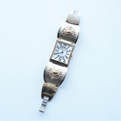 Geneva Women’s Watch, Thick Metal Link Band, Possibly 1980s