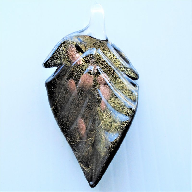 Bohemian Hippie Style glass artwork teardrop pendant. Green in color and shaped like a leaf. 2.75x1.5 inch. Never worn.