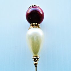 '.Stick Pin, Red & Pearl.'