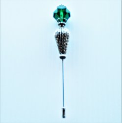 '.Stick Pin, Green & Silver.'
