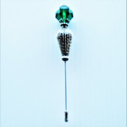 '.Stick Pin, Green & Silver.'