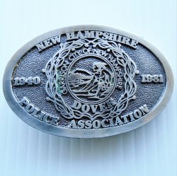 Dover New Hampshire Police Assoc Brass Belt Buckle
